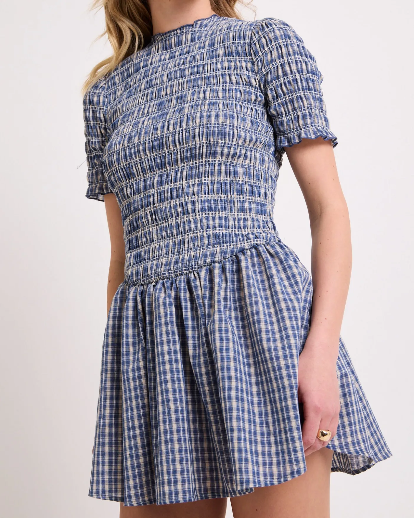 Bonnie Shirred Bubble Mini Dress