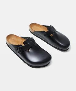 Boston Regular Smooth Leather Classic Footbed Sandals Black