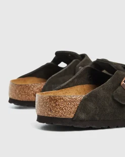 Boston Sandals Suede Leather Mocca Brown