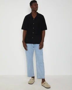 Bowler Knit Short Sleeve Shirt in Black