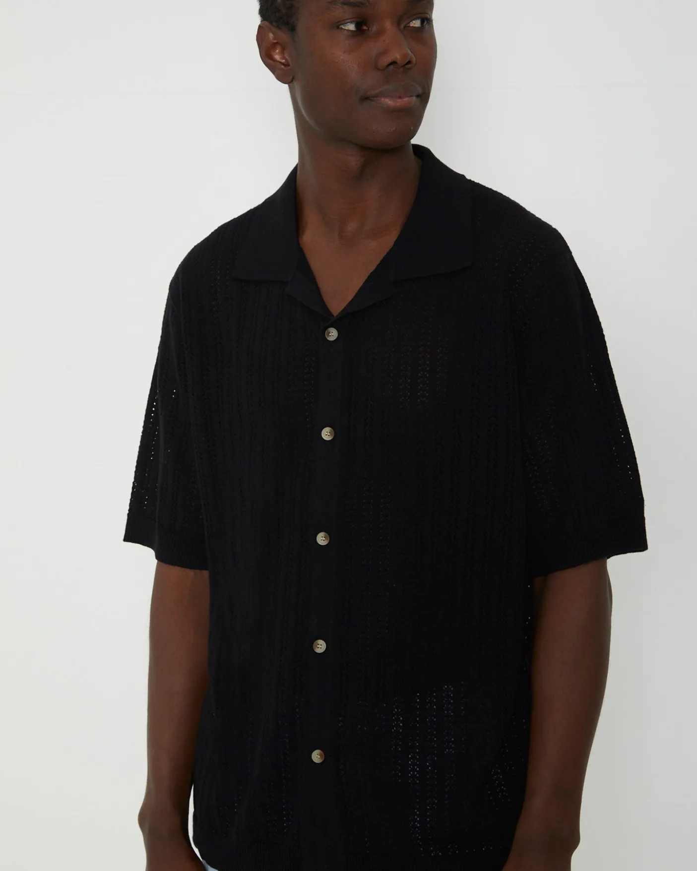 Bowler Knit Short Sleeve Shirt in Black