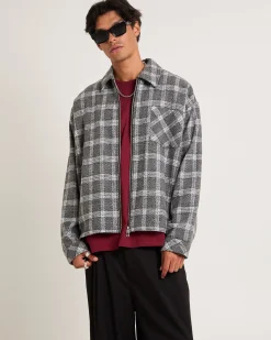 Brushed Check Zip Jacket