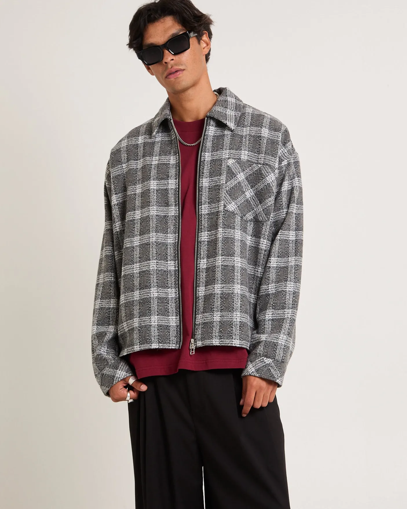 Brushed Check Zip Jacket