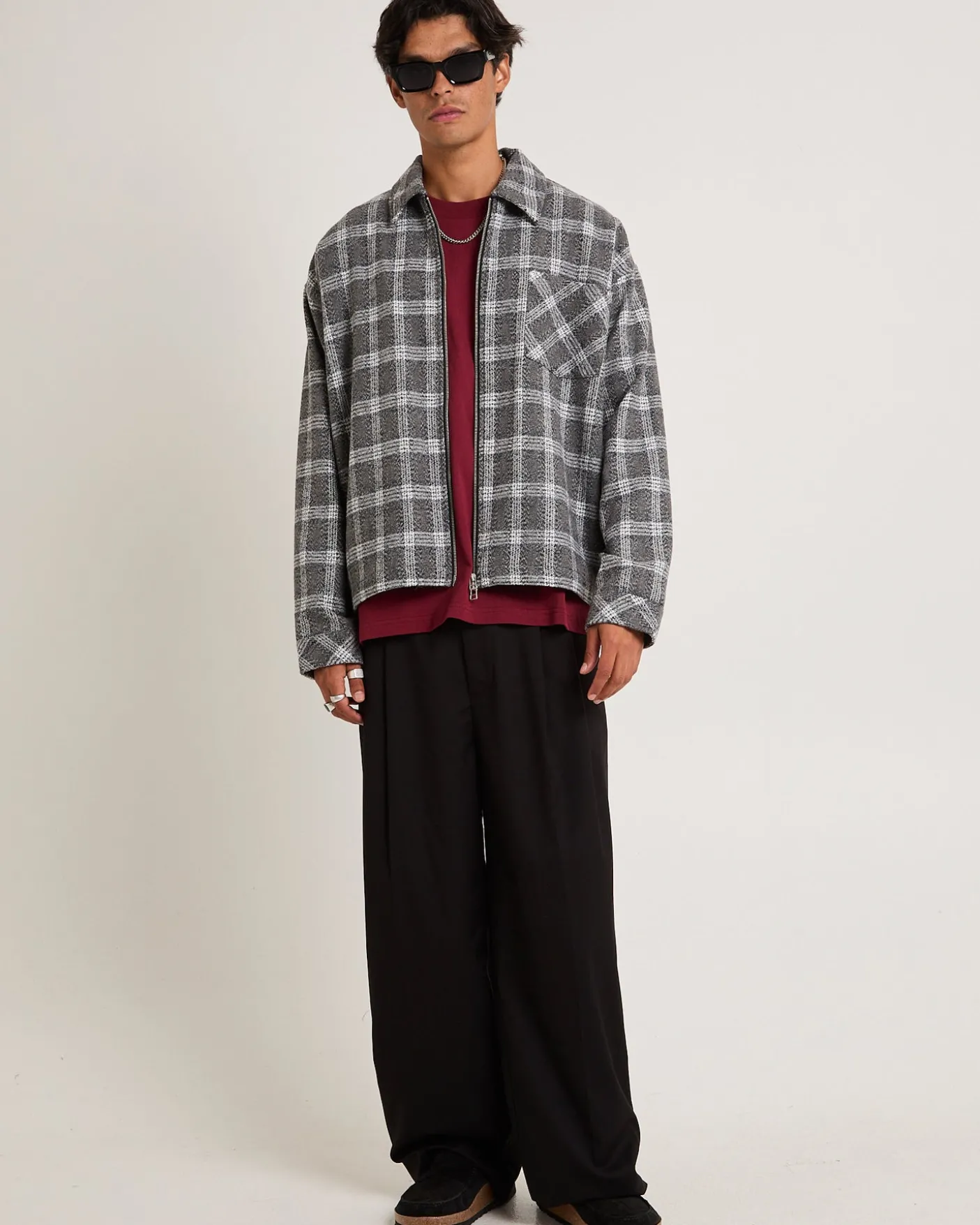 Brushed Check Zip Jacket