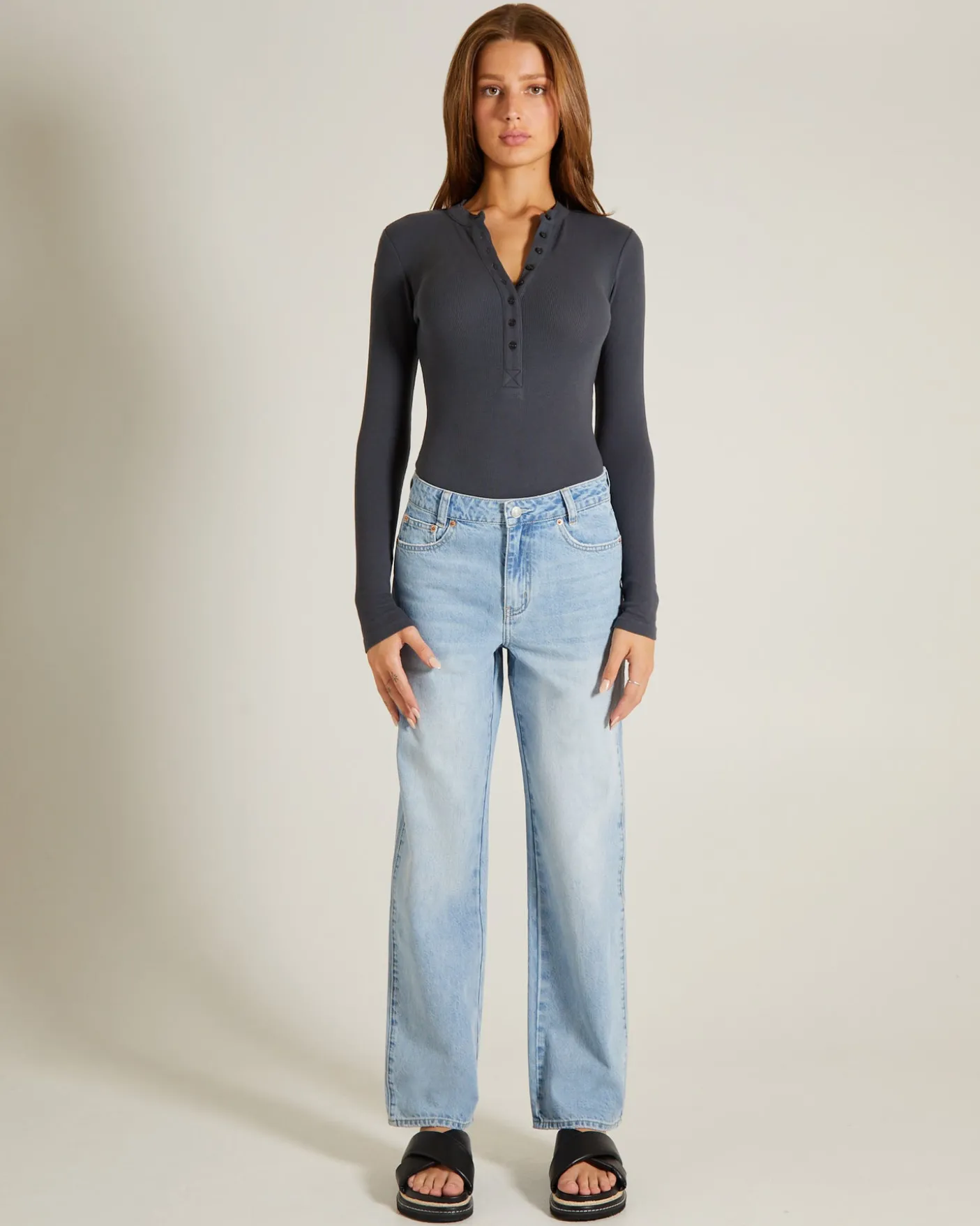 Button Front Long Sleeve Bodysuit