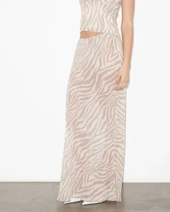 Cassie Low Rise Sheer Slip Skirt in Beige