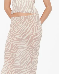 Cassie Low Rise Sheer Slip Skirt in Beige
