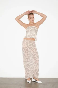 Cassie Ruched Corset Top in Beige