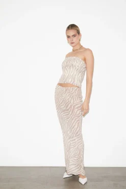 Cassie Ruched Corset Top in Beige