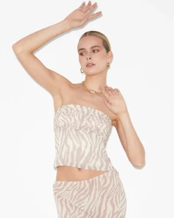 Cassie Ruched Corset Top in Beige