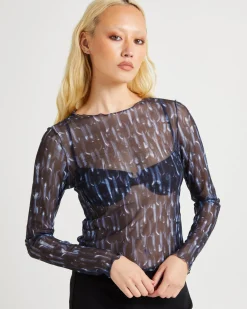 Chains Mesh Long Sleeve Top