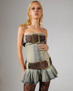 Chelsea Denim Kilt Mini Dress
