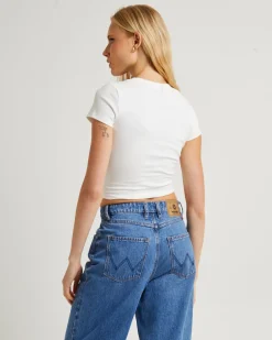 Cobra Rose Baby Rib Tee Vintage White