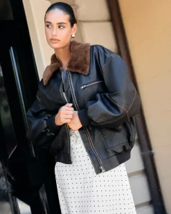 Cody Fur Trim Distressed PU Jacket