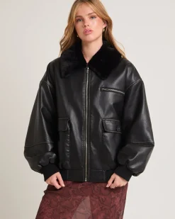Cody Fur Trim Distressed PU Jacket