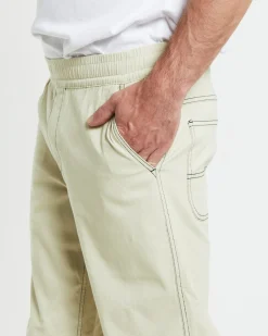 Contrast Stitch Pants Cream