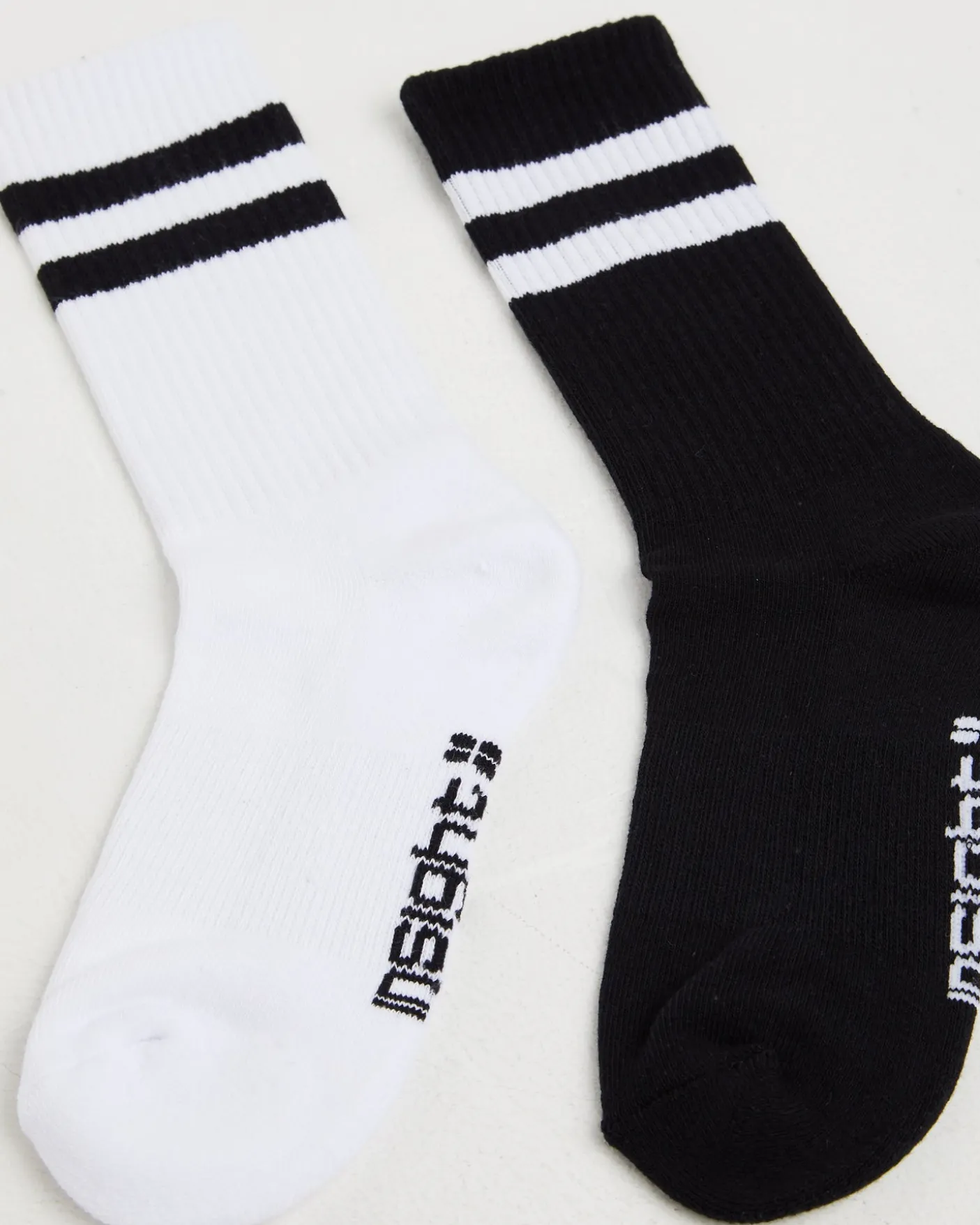 Core Stripe Crew Socks 2 Pack White/Black
