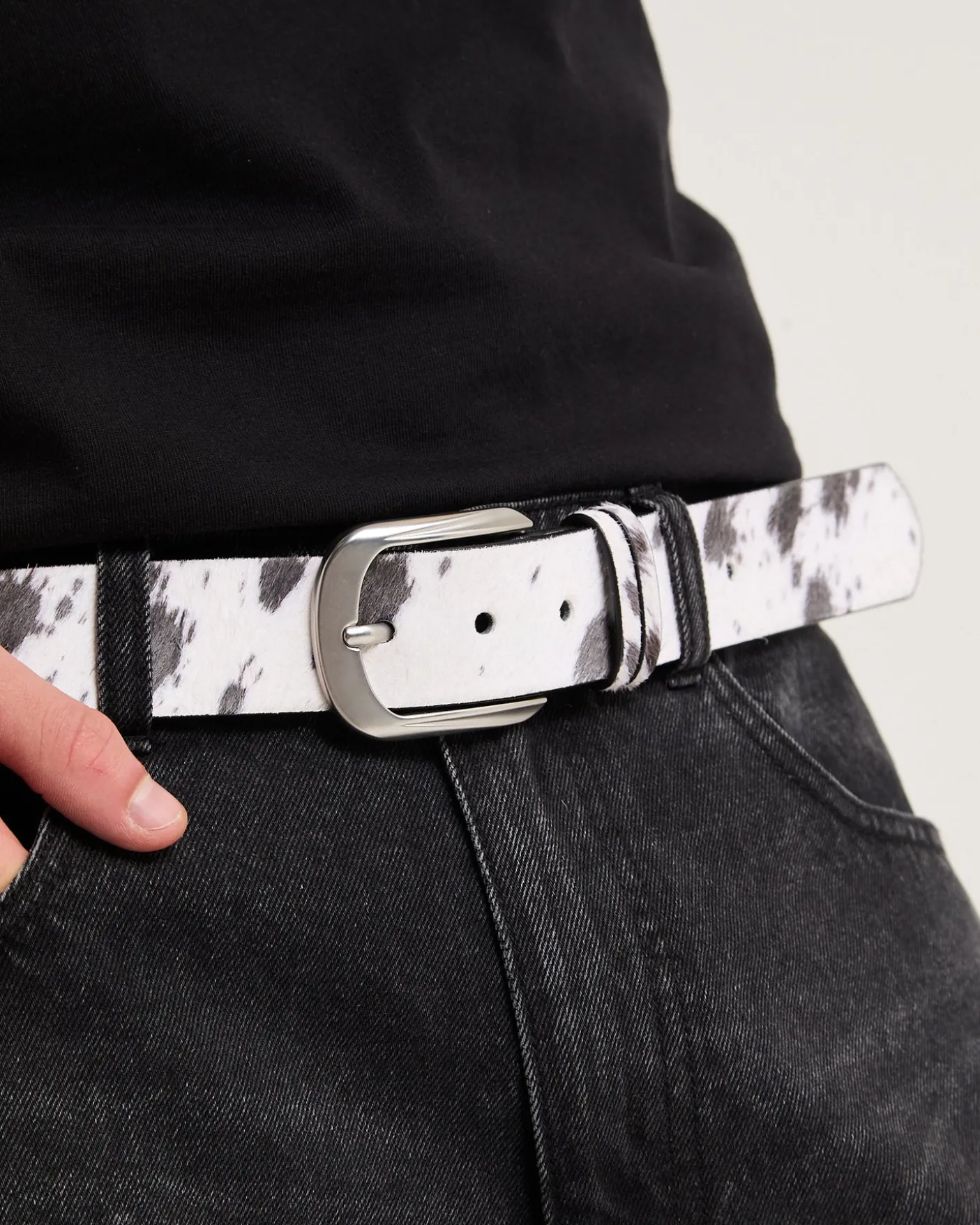 Cow Print Leather Belt