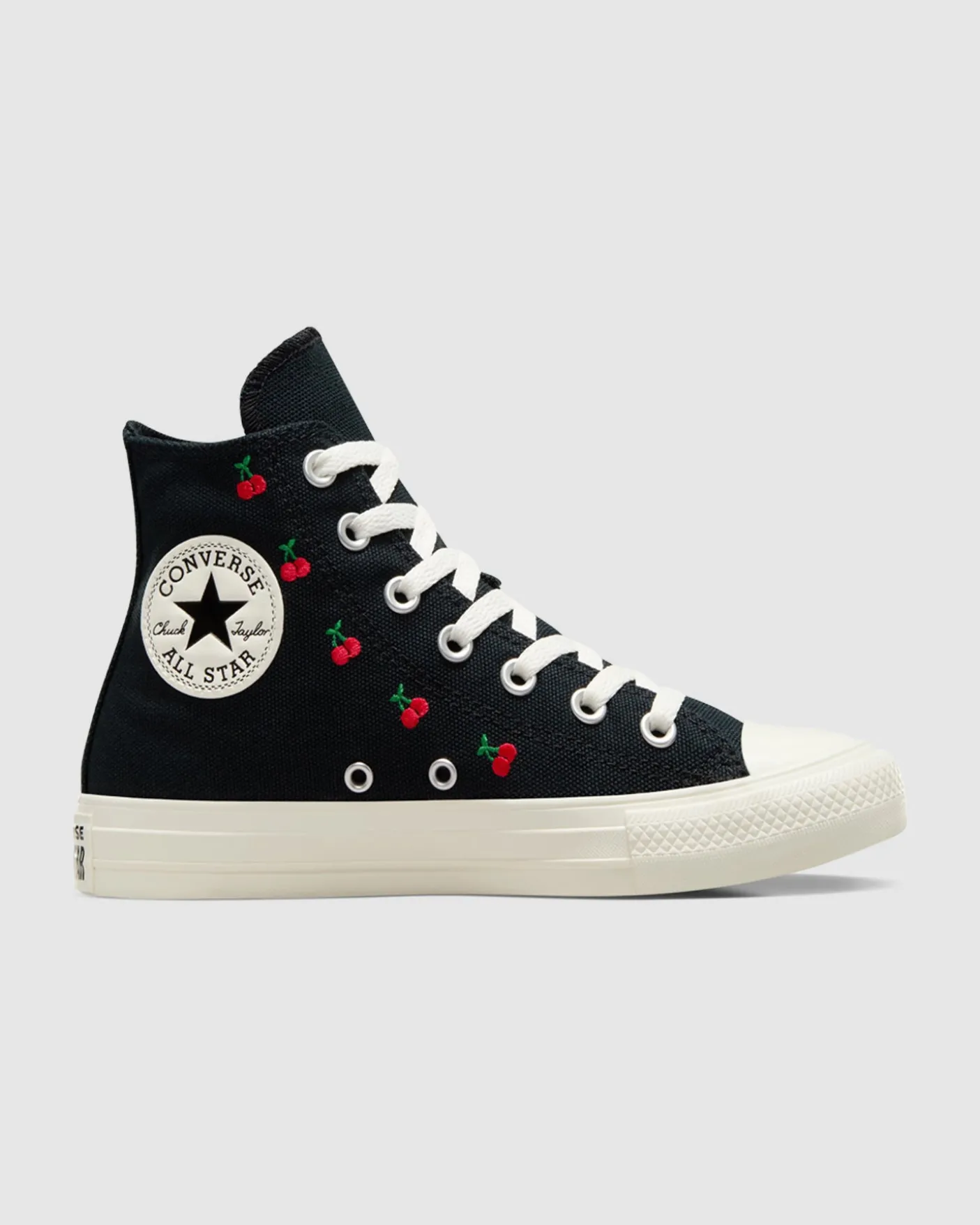 CTAS Hi Top Cherry Canvas Sneakers in Black