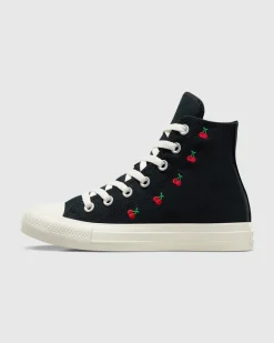 CTAS Hi Top Cherry Canvas Sneakers in Black