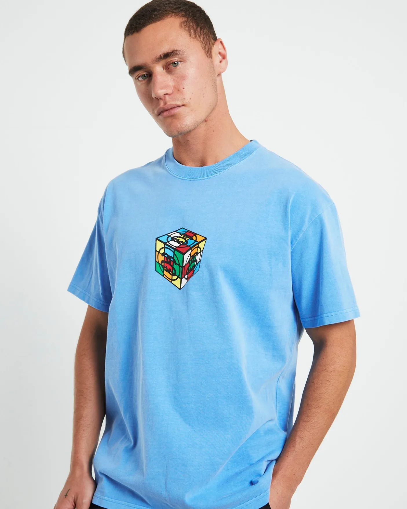 Cube Heavyweight Short Sleeve T-Shirt in Blue