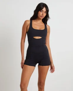 Cut Out Unitard in Black