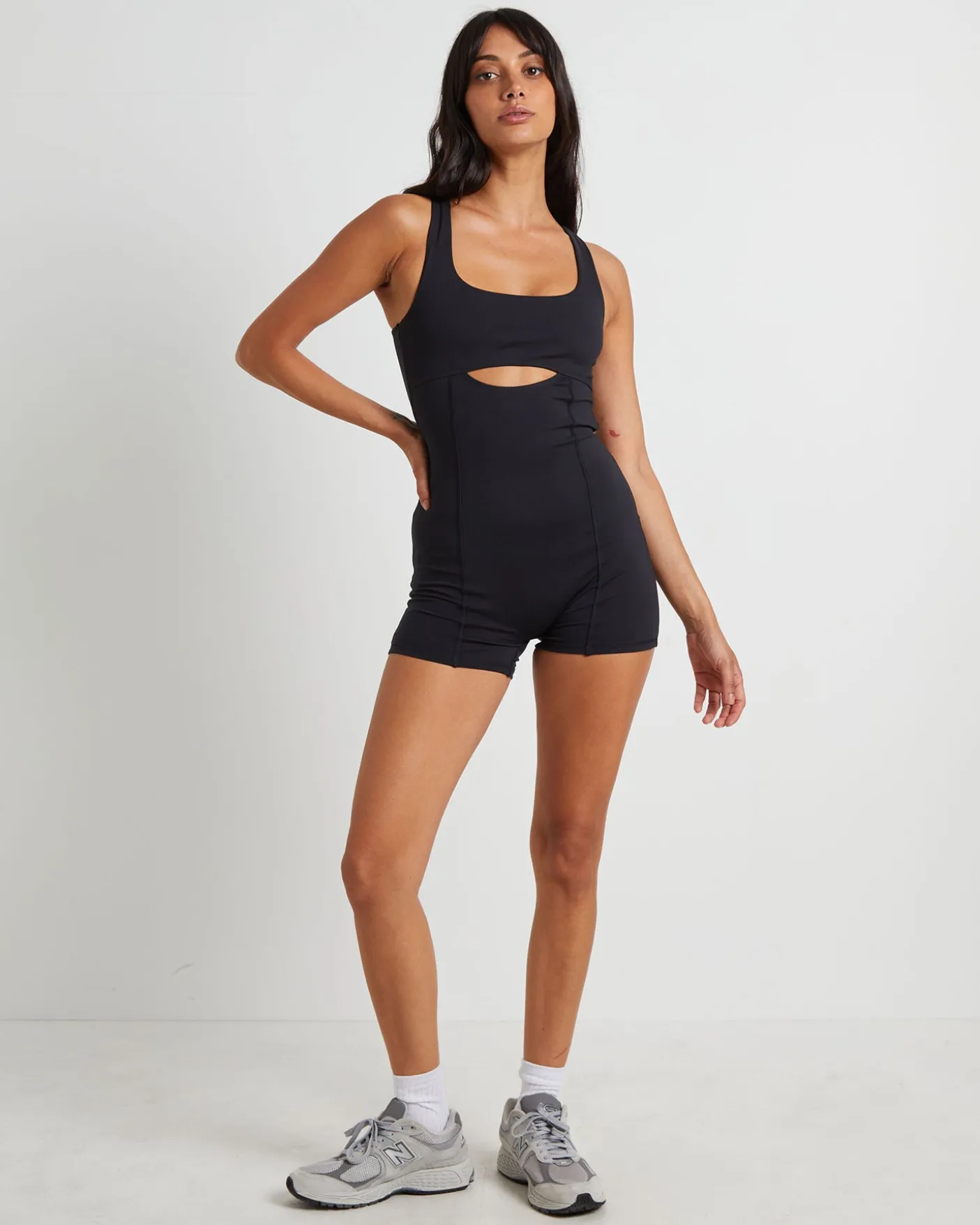 Cut Out Unitard in Black
