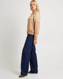 Daisy Chain Knit Sweater Caramel Lime
