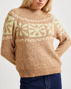 Daisy Chain Knit Sweater Caramel Lime