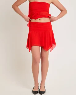 Daphony Chiffon Split Mini Skirt