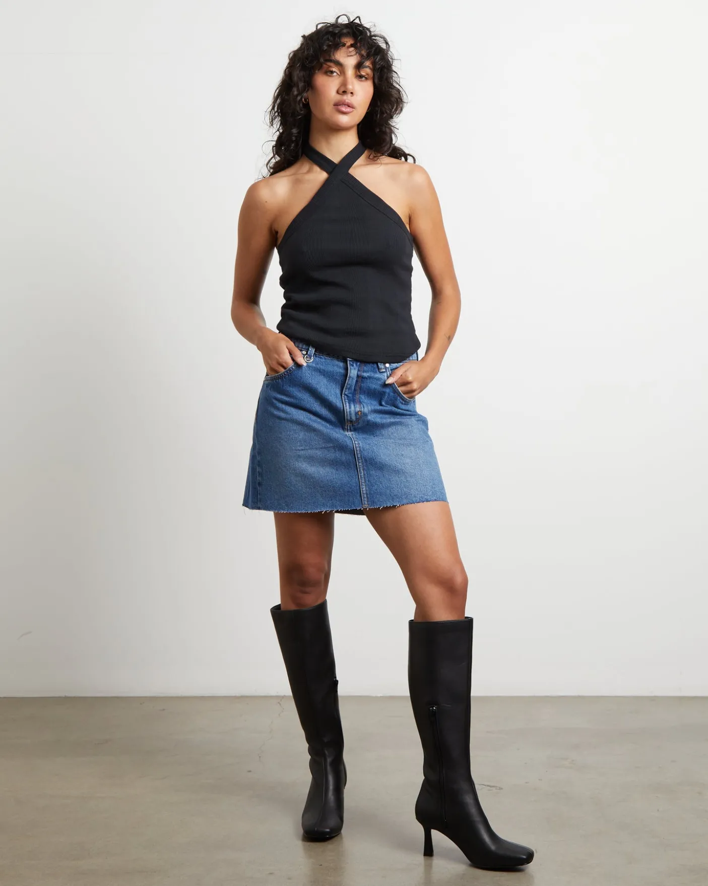 Darcy Denim Mini Skirt in Omen