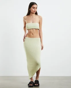 Davia Knit Crop Top Pear Green
