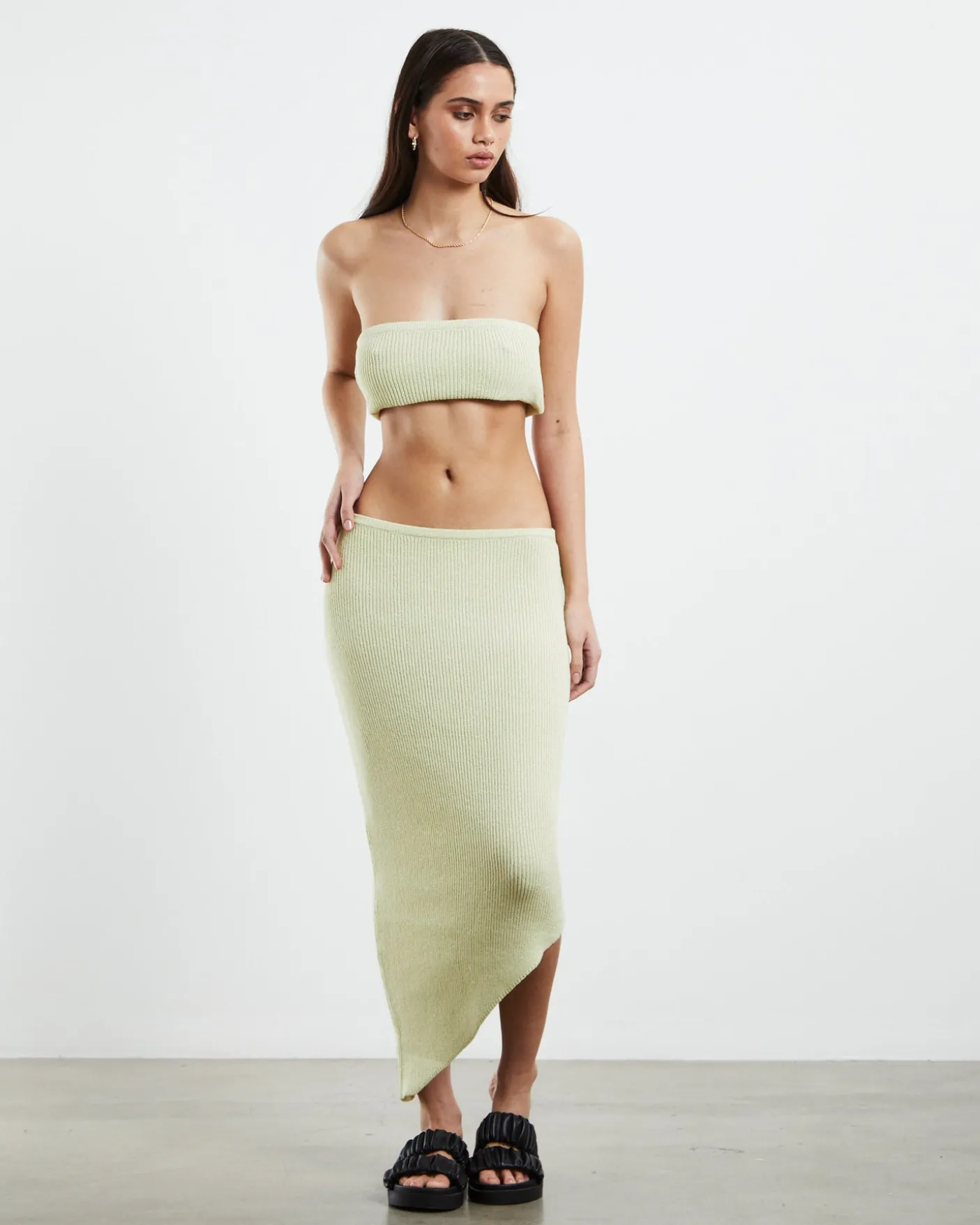 Davia Knit Crop Top Pear Green