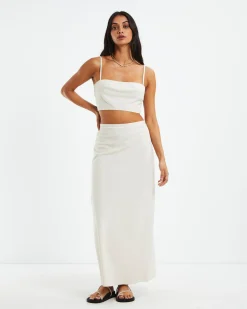 Delilah Linen Bandeau Top Oat Marle