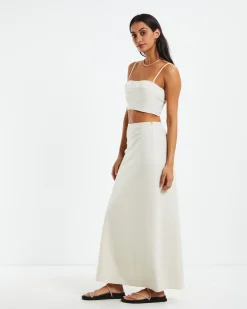 Delilah Linen Bandeau Top Oat Marle