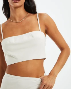 Delilah Linen Bandeau Top Oat Marle