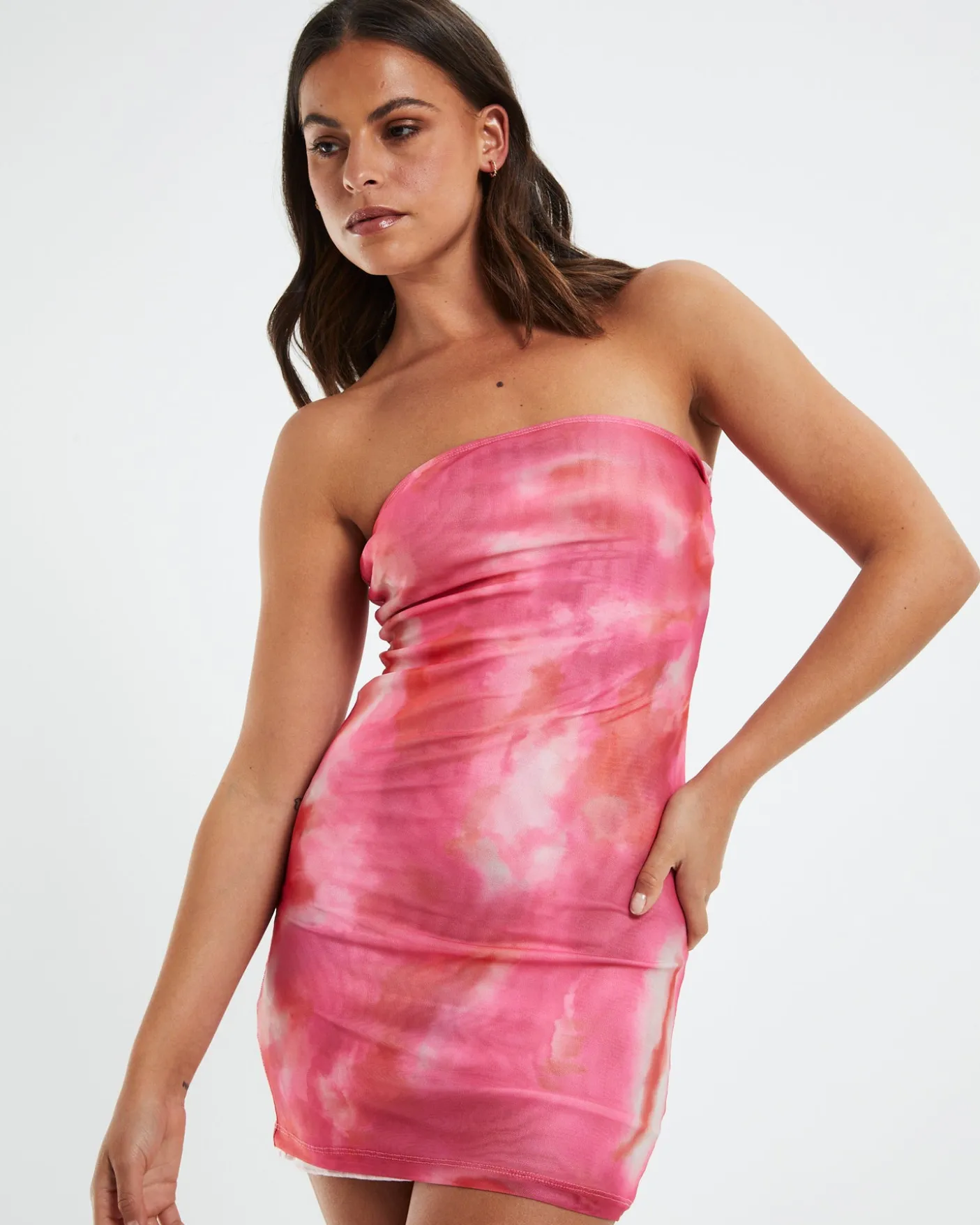 Dema Bandeau Mini Dress Blurred Pink