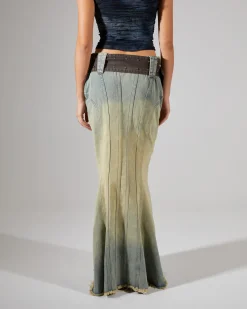 Denim Fishtail Maxi Skirt