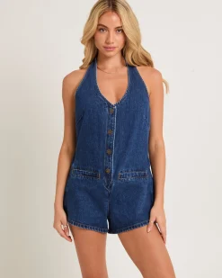 Destro Denim Halter Playsuit