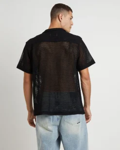 Diego Mesh Short Sleeve Shirt in Black