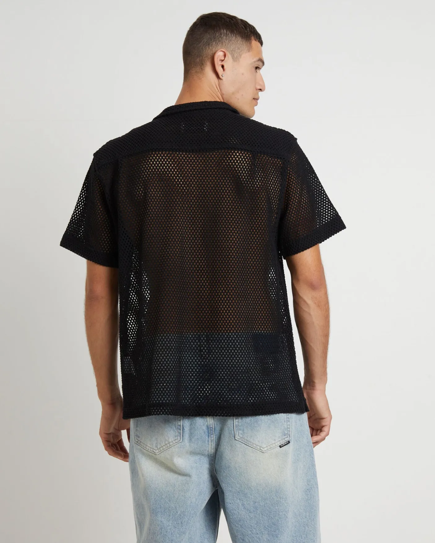 Diego Mesh Short Sleeve Shirt in Black