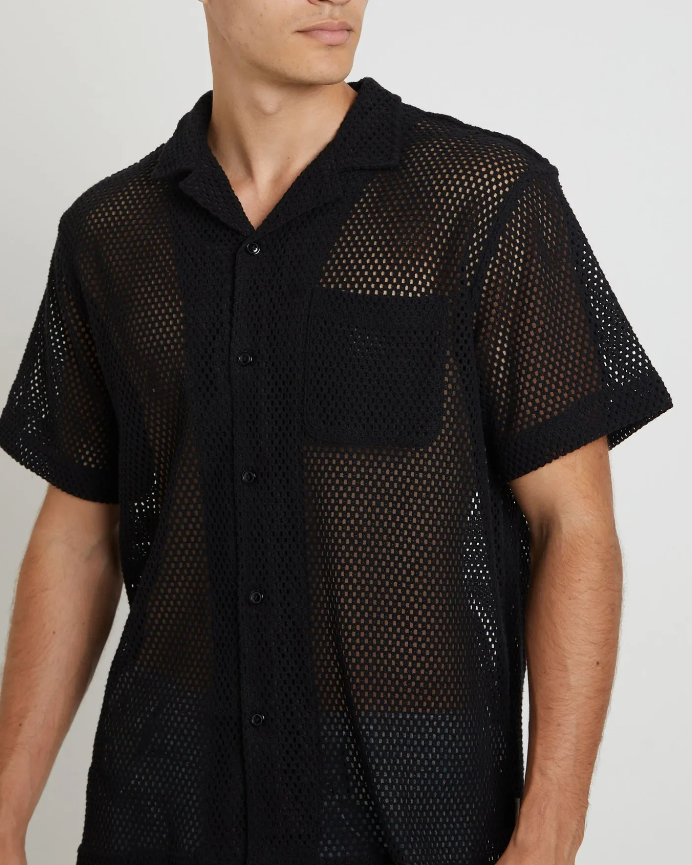 Diego Mesh Short Sleeve Shirt in Black