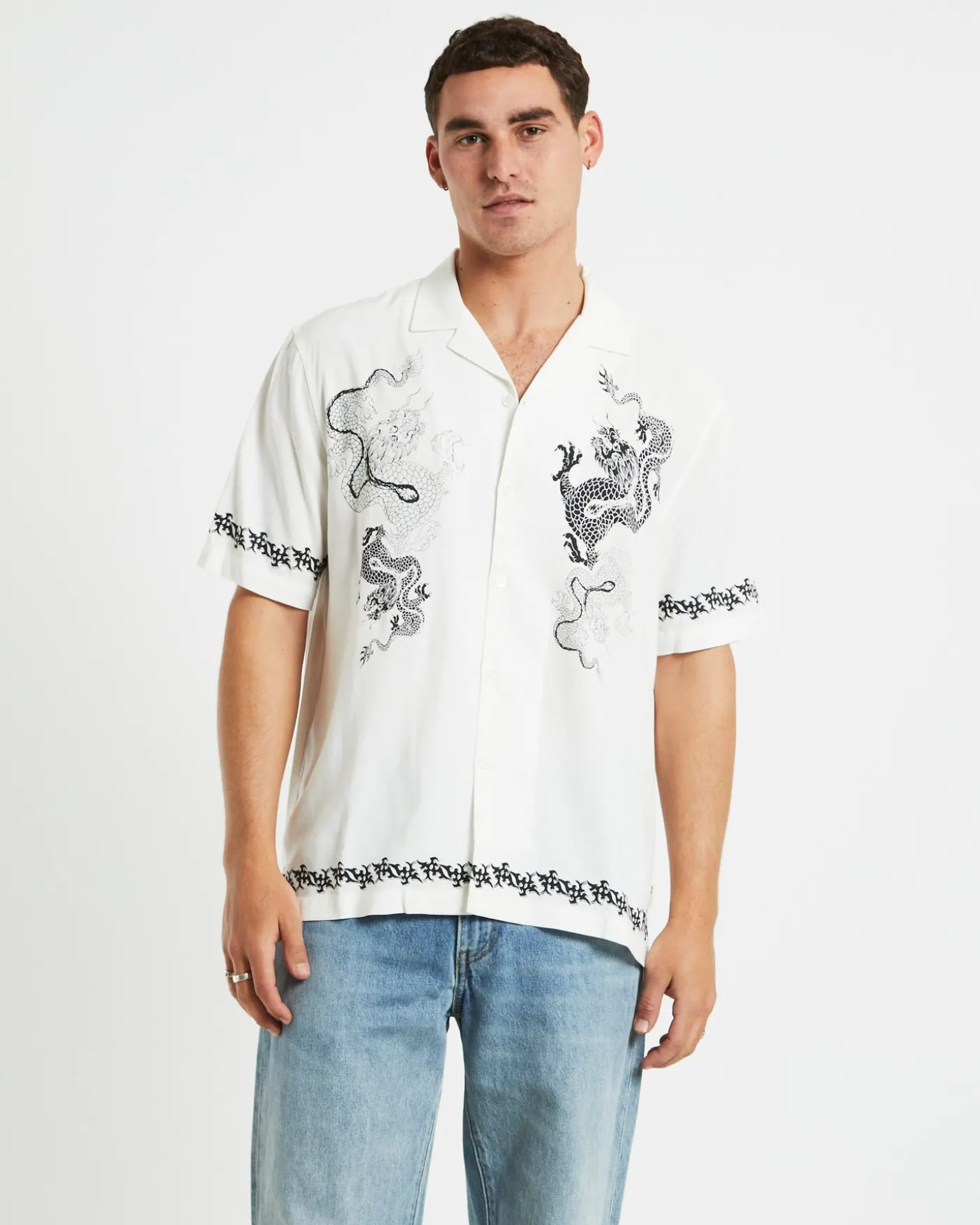 Draco Short Sleeve Resort Shirt in White