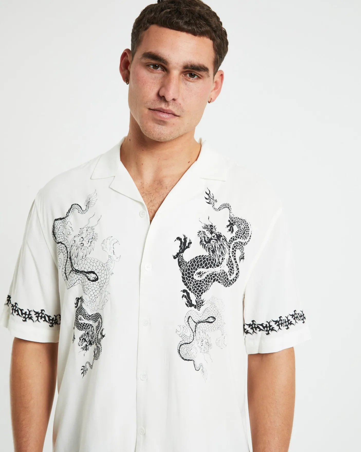 Draco Short Sleeve Resort Shirt in White