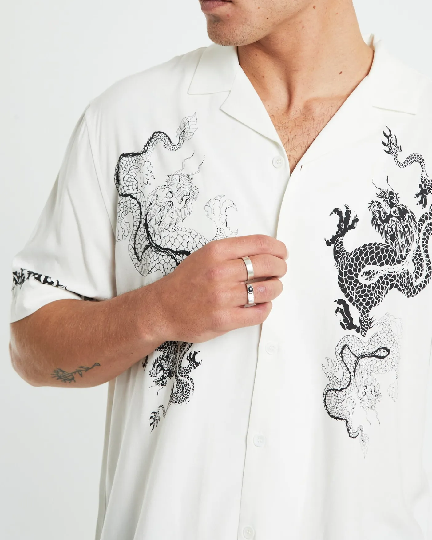 Draco Short Sleeve Resort Shirt in White