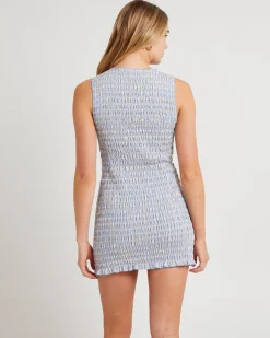 Drew Check Shirred Mini Dress