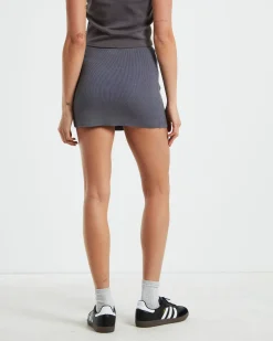 Echo Rib Mini Skirt in Charcoal