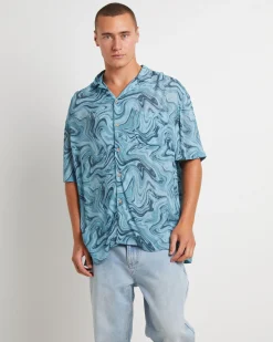 Efforts Short Sleeve Resort Shirt in Blue
