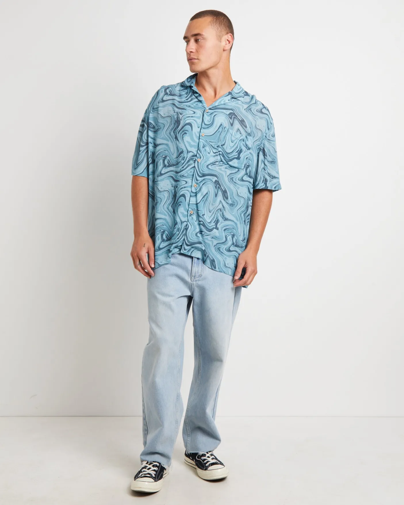 Efforts Short Sleeve Resort Shirt in Blue