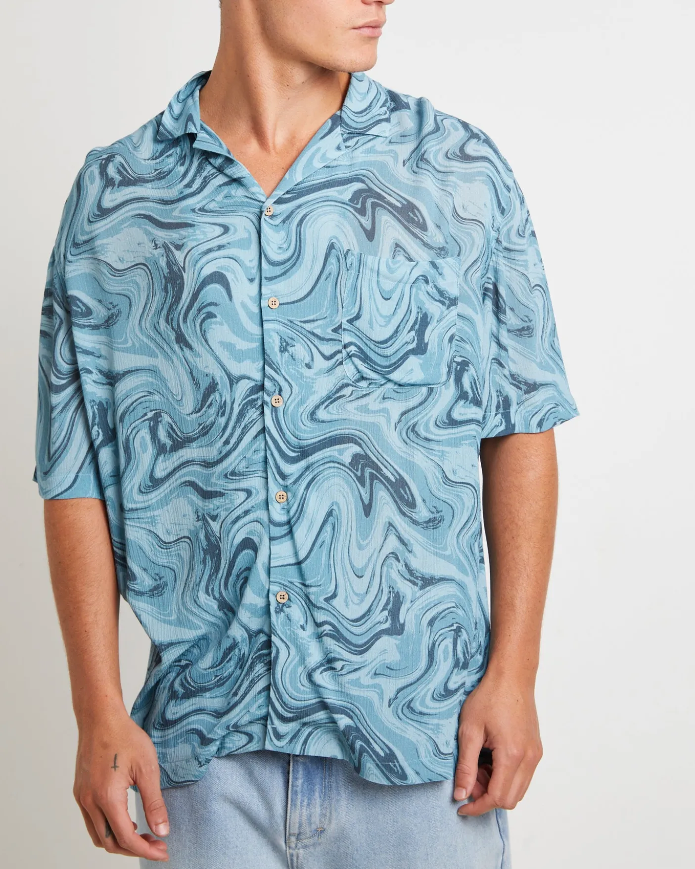 Efforts Short Sleeve Resort Shirt in Blue